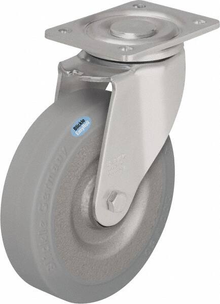 Swivel Top Plate Caster: Solid Rubber, 6-1/2