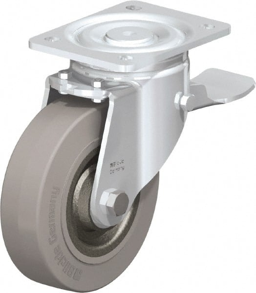 Swivel Top Plate Caster: Solid Rubber, 6-1/2