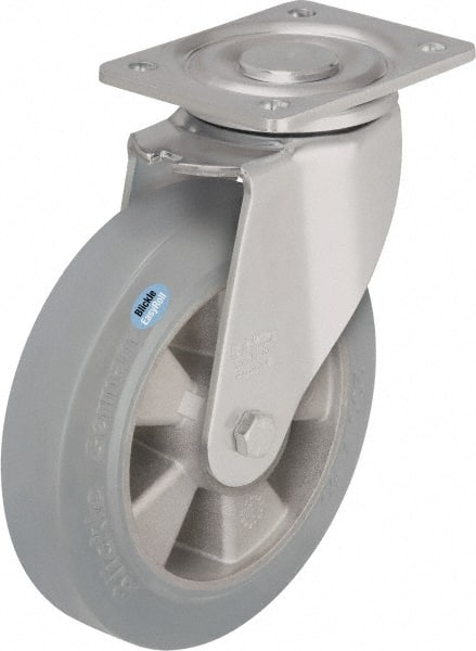 Swivel Top Plate Caster: Solid Rubber, 6-1/2