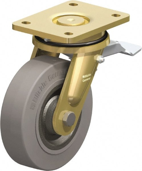 Swivel Top Plate Caster: Solid Rubber, 6-1/2