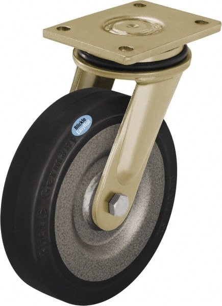 Swivel Top Plate Caster: Solid Rubber, 6-1/2