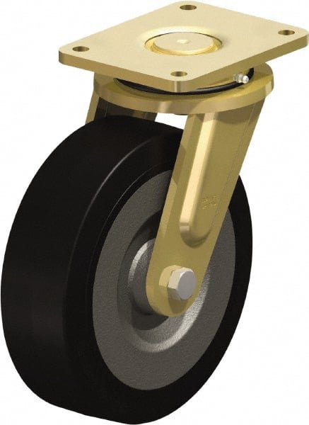 Swivel Top Plate Caster: Solid Rubber, 10