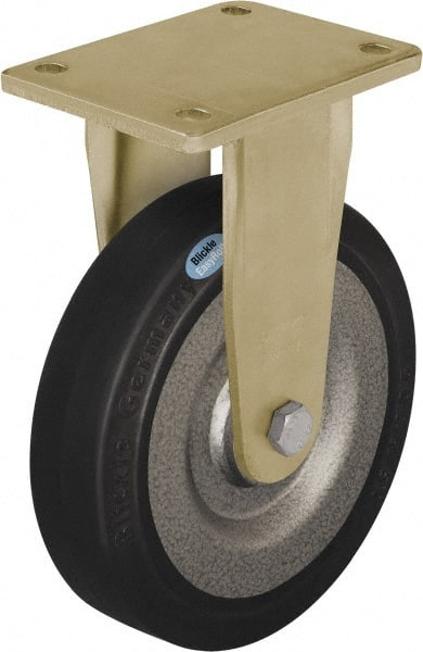 Rigid Top Plate Caster: Solid Rubber, 6-1/2