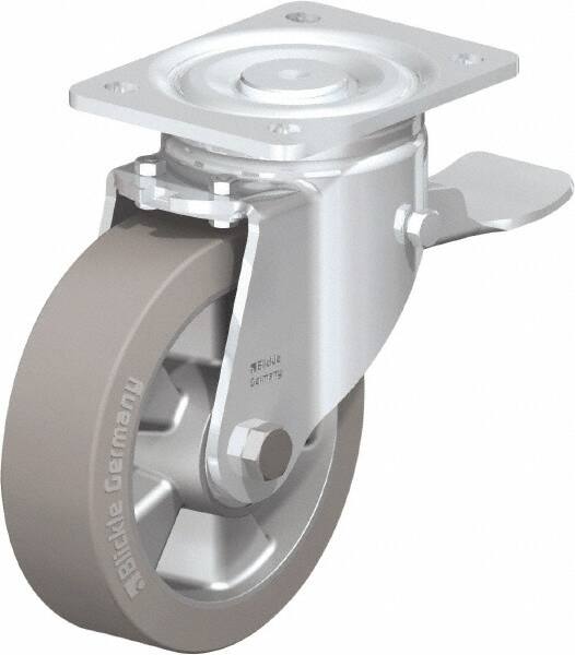 Swivel Top Plate Caster: Solid Rubber, 6-1/2