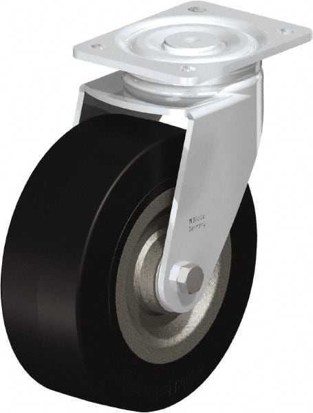 Swivel Top Plate Caster: Solid Rubber, 8