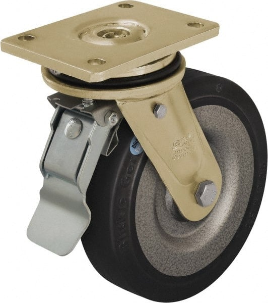 Swivel Top Plate Caster: Solid Rubber, 6-1/2