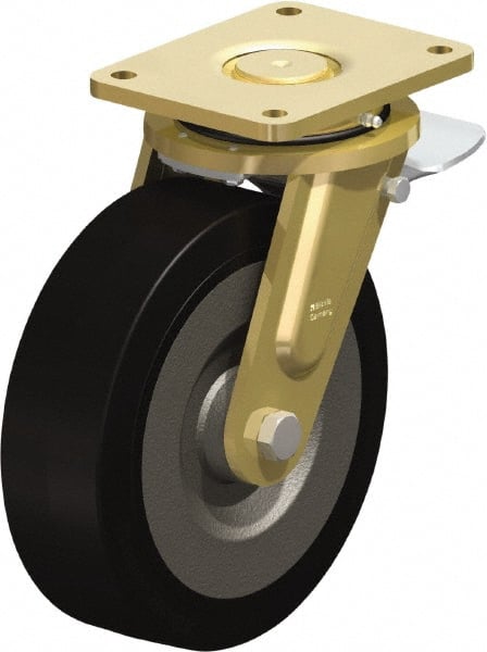 Swivel Top Plate Caster: Solid Rubber, 10