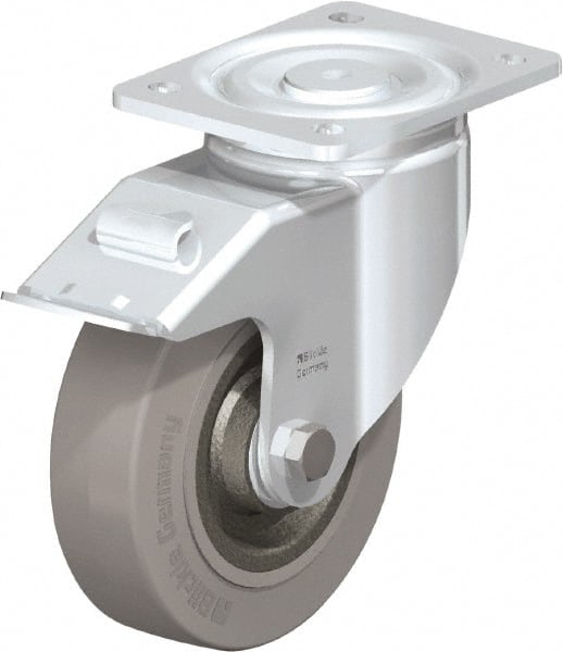 Swivel Top Plate Caster: Solid Rubber, 6-1/2