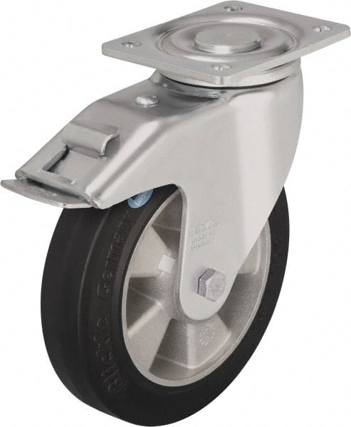 Swivel Top Plate Caster: Solid Rubber, 6-1/2