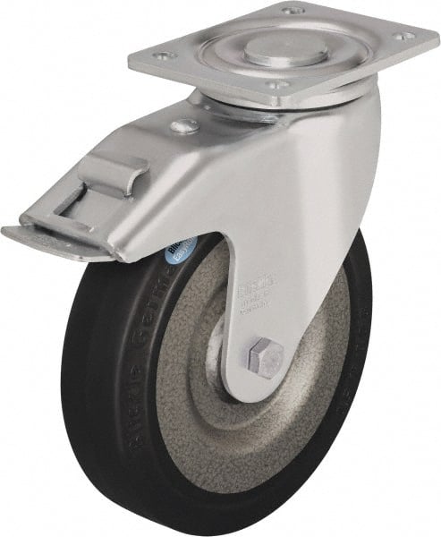 Swivel Top Plate Caster: Solid Rubber, 8