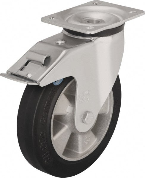 Swivel Top Plate Caster: Solid Rubber, 8