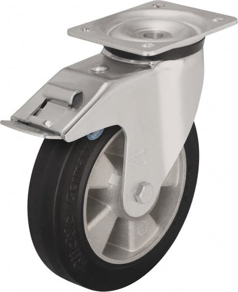 Swivel Top Plate Caster: Solid Rubber, 6-1/2