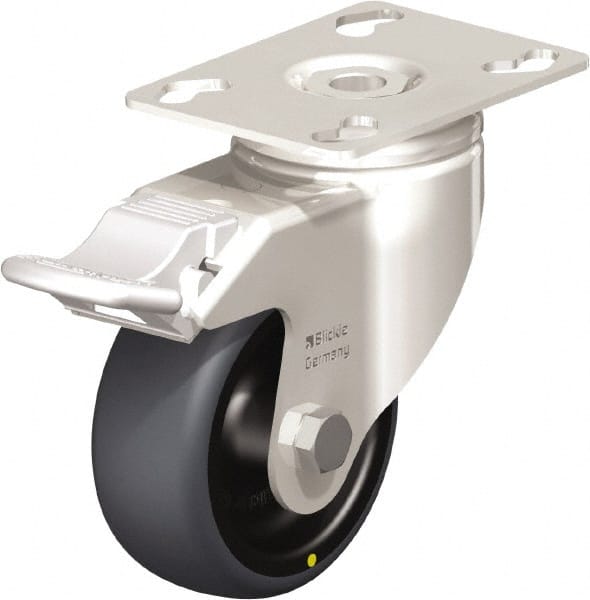 Swivel Top Plate Caster: Thermoplastic Rubber Elastomer, 3