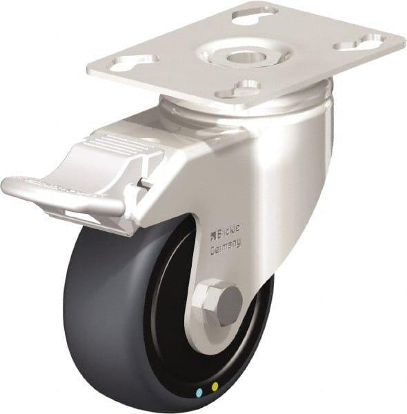 Swivel Top Plate Caster: Thermoplastic Rubber Elastomer, 3