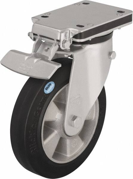 Swivel Top Plate Caster: Solid Rubber, 8