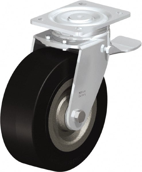 Swivel Top Plate Caster: Solid Rubber, 8