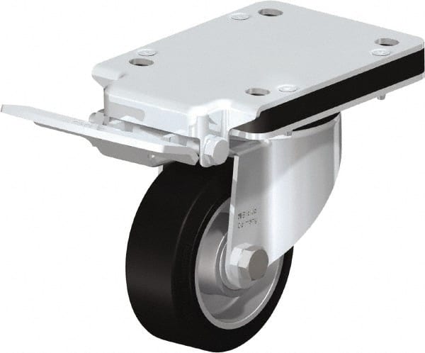 Swivel Top Plate Caster: Solid Rubber, 4