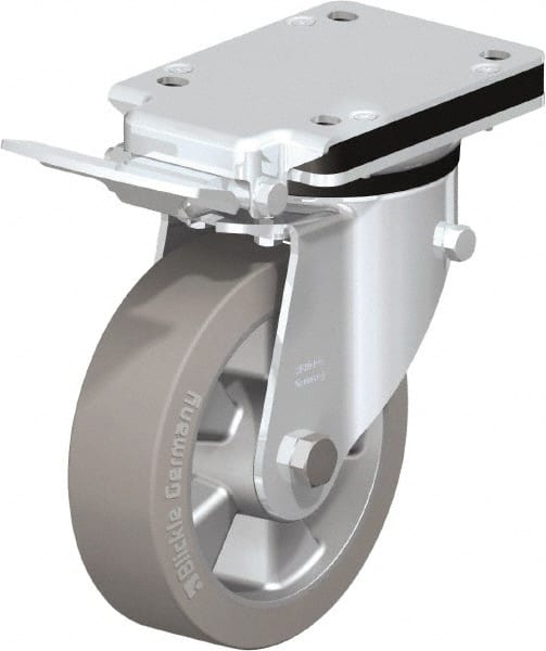 Swivel Top Plate Caster: Solid Rubber, 6-1/2