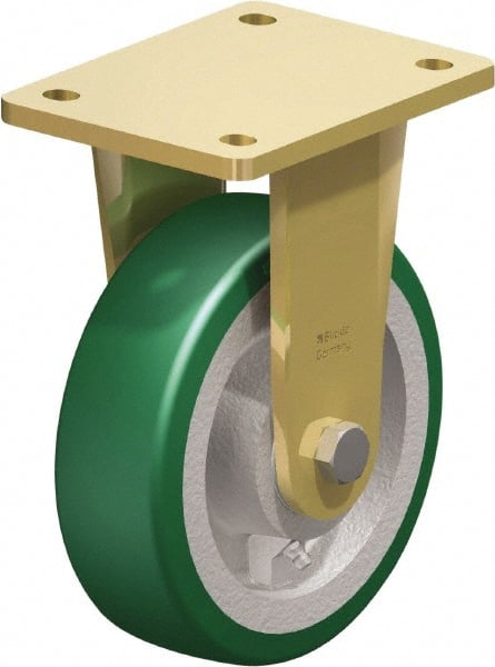 Rigid Top Plate Caster: Polyurethane-Elastomer Blickle Softhane, 6-1/2