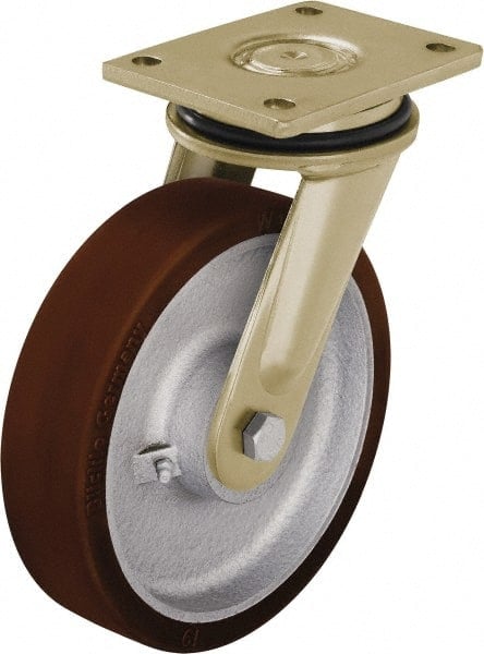 Swivel Top Plate Caster: Polyurethane-Elastomer Blickle Besthane, 6-1/2