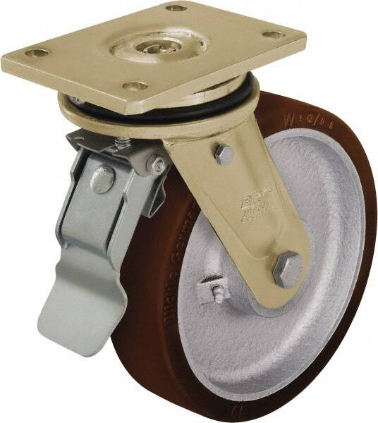 Swivel Top Plate Caster: Polyurethane-Elastomer Blickle Besthane, 6-1/2