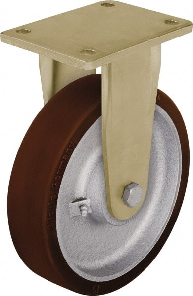 Rigid Top Plate Caster: Polyurethane-Elastomer Blickle Besthane, 6-1/2