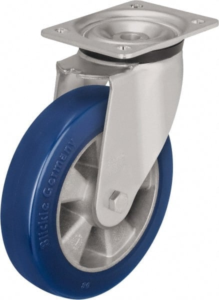 Swivel Top Plate Caster: Polyurethane-Elastomer Blickle Besthane, 6-1/2