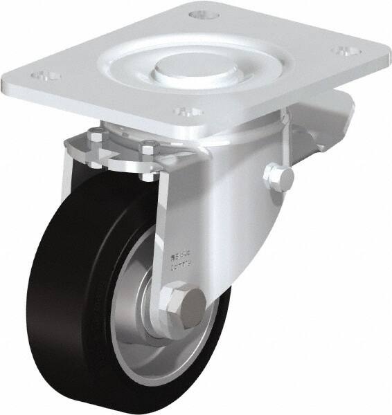 Swivel Top Plate Caster: Solid Rubber, 4