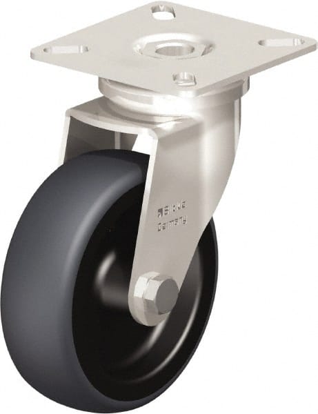 Swivel Top Plate Caster: Thermoplastic Rubber Elastomer, 3