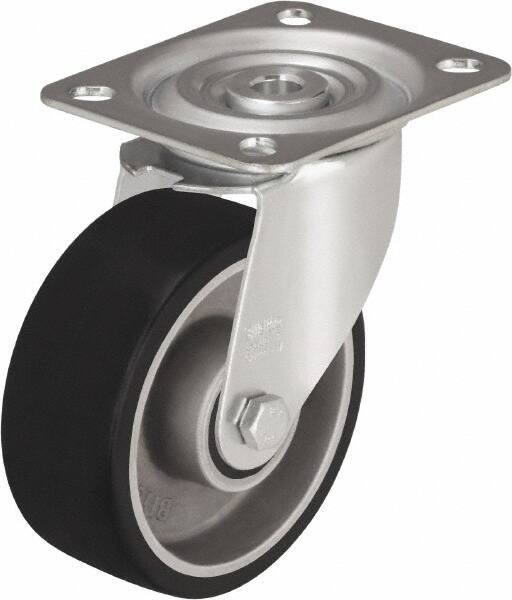 Swivel Top Plate Caster: Polyurethane-Elastomer, 4