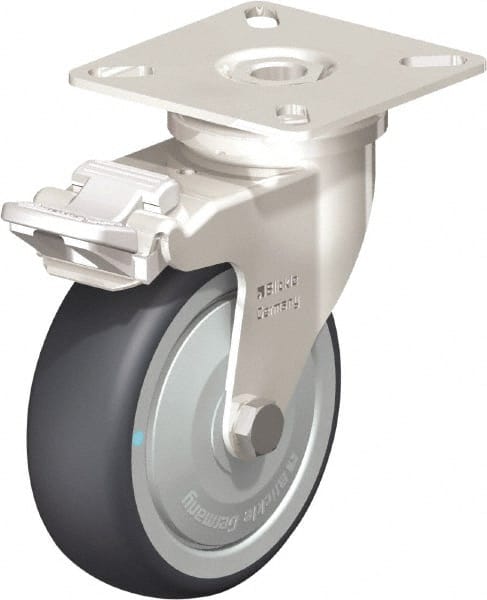 Swivel Top Plate Caster: Thermoplastic Rubber Elastomer, 3