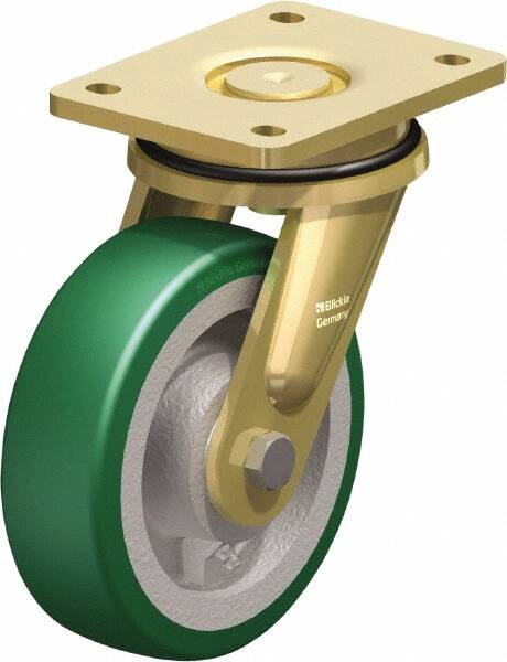 Swivel Top Plate Caster: Polyurethane-Elastomer Blickle Softhane, 6-1/2