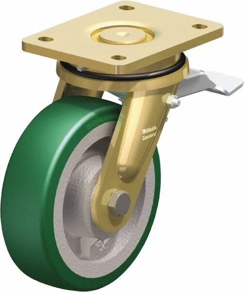 Swivel Top Plate Caster: Polyurethane-Elastomer Blickle Softhane, 6-1/2