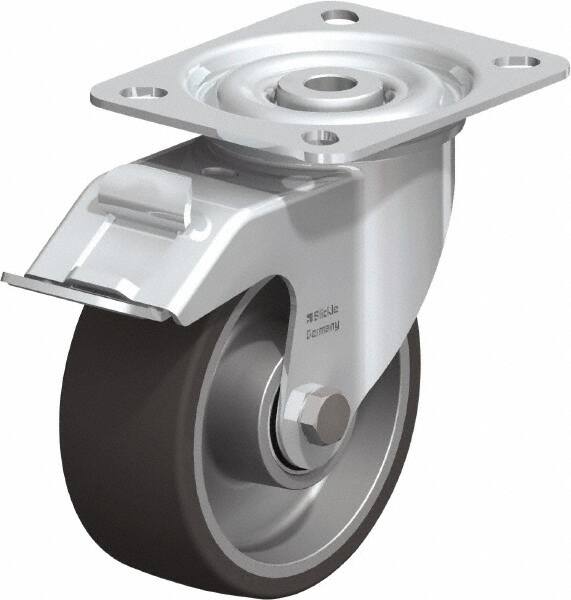 Swivel Top Plate Caster: Polyurethane-Elastomer, 4