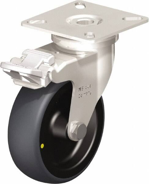 Swivel Top Plate Caster: Thermoplastic Rubber Elastomer, 3