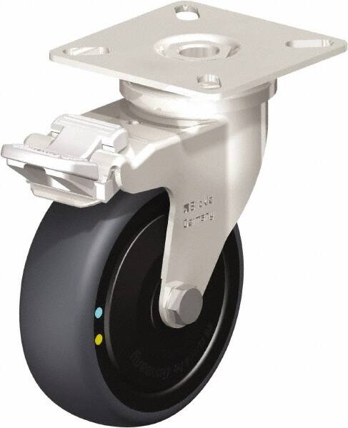 Swivel Top Plate Caster: Thermoplastic Rubber Elastomer, 3