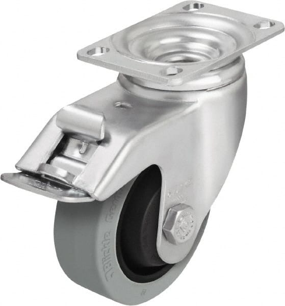 Rigid & Swivel Top Plate Caster: Solid Rubber, 3-1/2