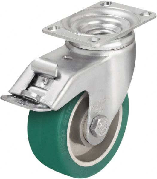 Rigid & Swivel Top Plate Caster: Polyurethane-Elastomer Blickle Softhane, 4