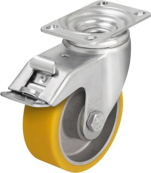 Rigid & Swivel Top Plate Caster: Polyurethane-Elastomer Blickle Softhane, 5