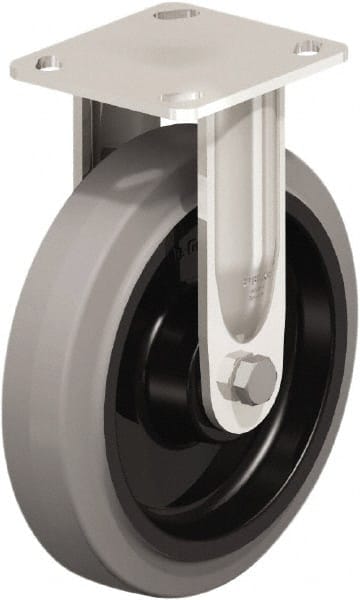 Rigid Top Plate Caster: Rubber, 8