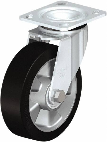 Swivel Top Plate Caster: Rubber, 6-5/16