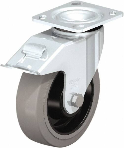 Swivel Top Plate Caster: Rubber, 6-5/16