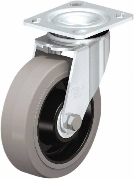 Swivel Top Plate Caster: Rubber, 6-5/16