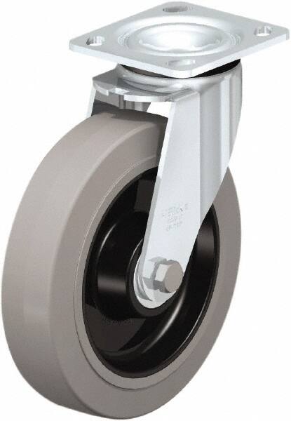 Swivel Top Plate Caster: Rubber, 8