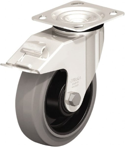 Swivel Top Plate Caster: Rubber, 6-5/16