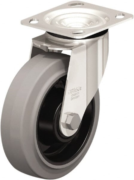 Swivel Top Plate Caster: Rubber, 6-5/16