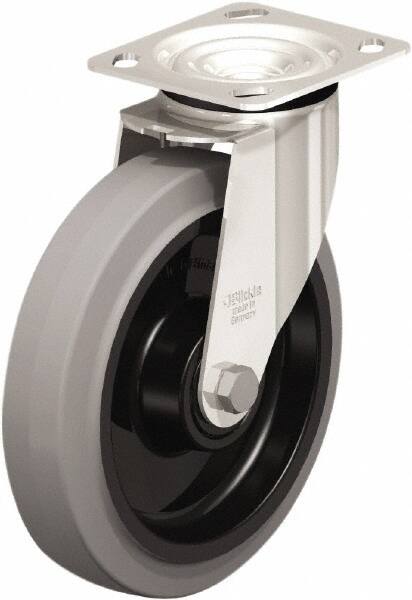 Swivel Top Plate Caster: Rubber, 8