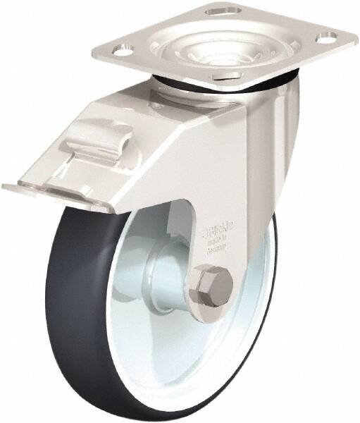 Swivel Top Plate Caster: Rubber, 6-5/16