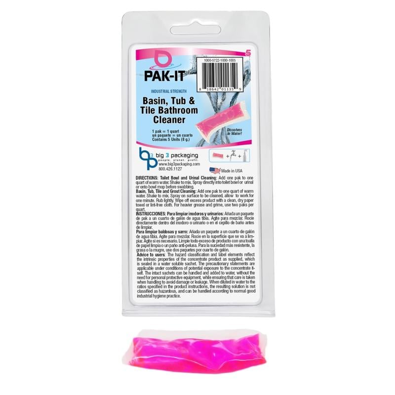 PAK-IT Basin, Tub And Tile Cleaner Packet, Ocean Scent, Pack Of 5 (Min Order Qty 11) MPN:PAK57225-100