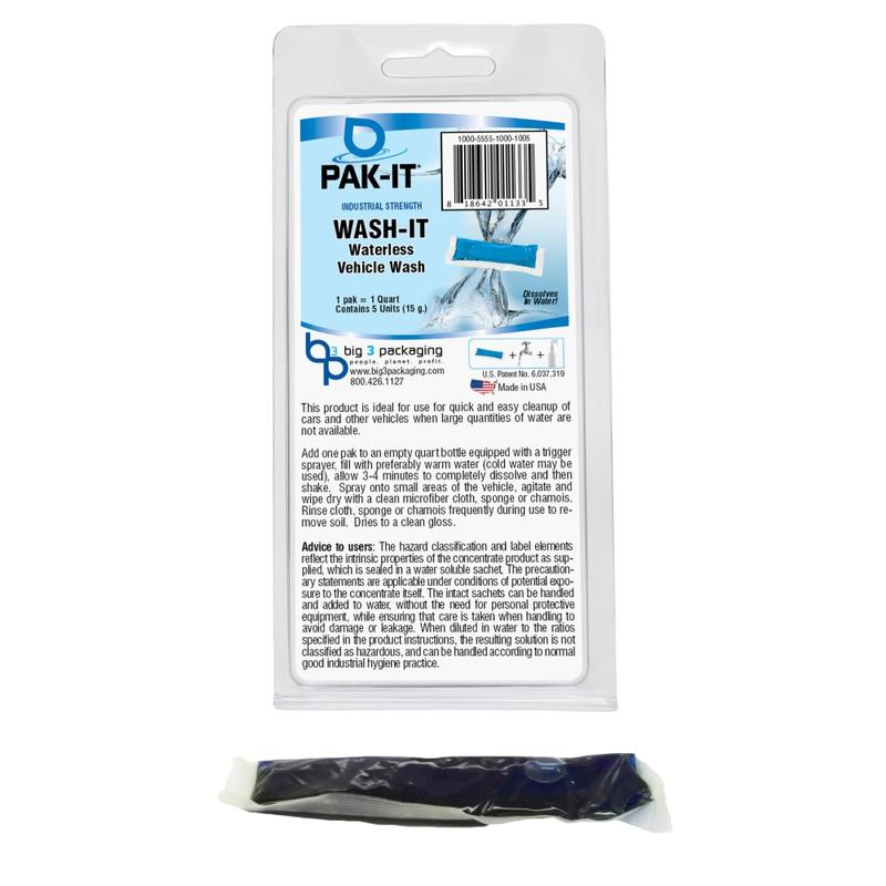 PAK-IT Wash-IT Waterless Vehicle Wash Packet, Breezy Scent, Pack Of 5 (Min Order Qty 5) MPN:PAK55555-100